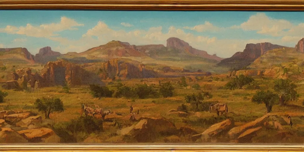 Image similar to American West scenery, XIXth century painting