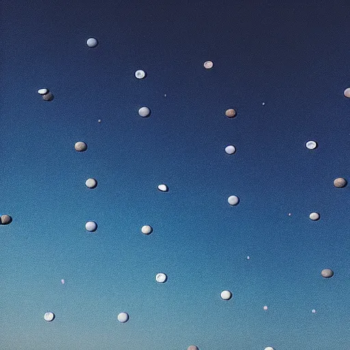 Prompt: photo of a thousand separate moons in the sky