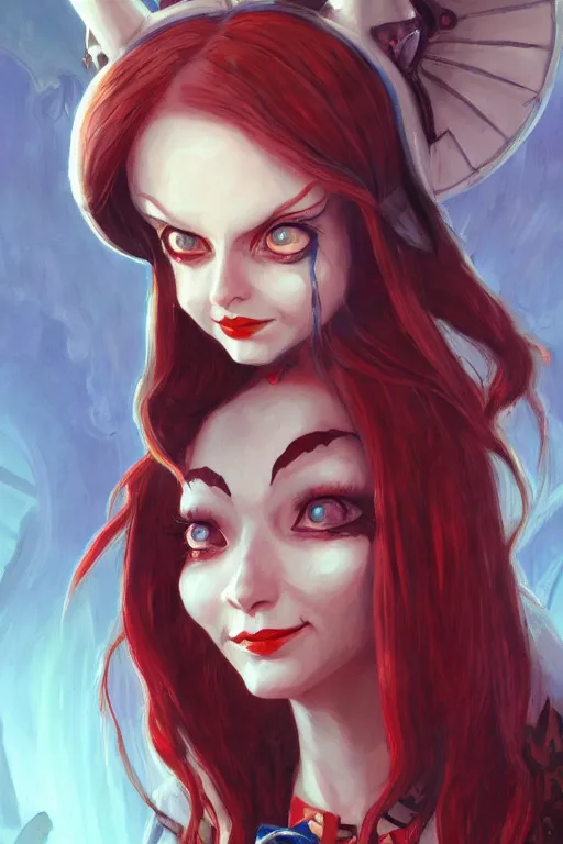 Prompt: portrait of american mcgee's alice, sharp focus, artstation, trending, by julie dillon, luis melo, tyler miles lockett, lei jin, hong lei, ken wong, adam narozanski, joy ang