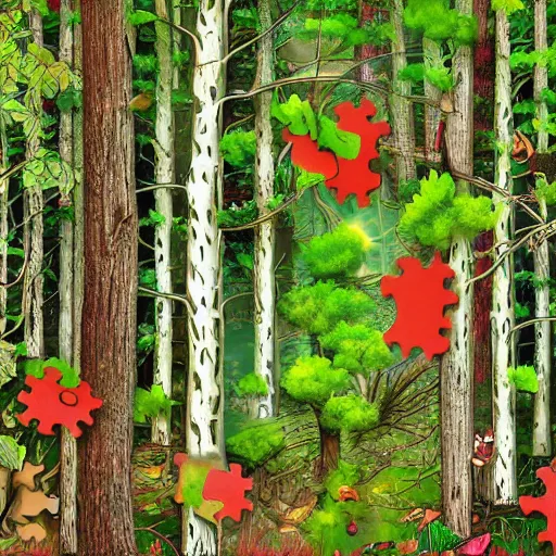 Prompt: forest, jigsaw puzzle