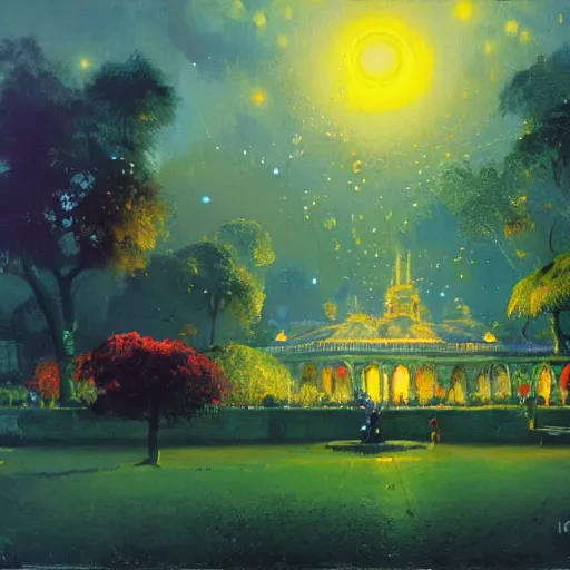 Prompt: kew gardens by paul lehr