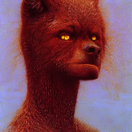 Image similar to portrait painting of 16 years old werewolf girl, by Beksinski