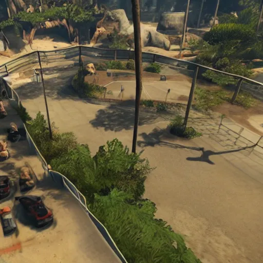 Prompt: a zoo in gta 5 screenshot