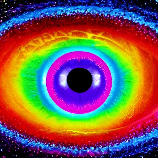 Image similar to rainbow cosmic eyes