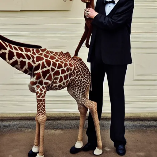 Prompt: giraffe butler