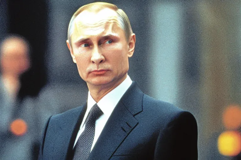 Image similar to film still of Vladimir Putin as agent Smith from the movie The Matrix (1999)