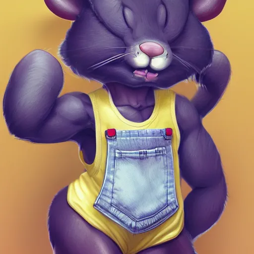 Image similar to anthropomorphic mouse wearing denim short shorts and yellow tank top, highly detailed, artgerm style, artstation, soft light, sharp focus, illustration, character design, concept art