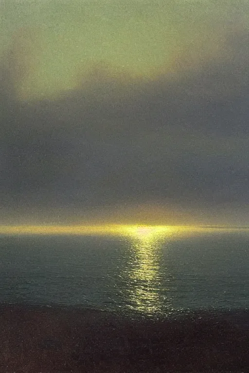 Image similar to Donegal landscape after the storm, the sea is shimmering, arkhip kuindzhi, twilight,