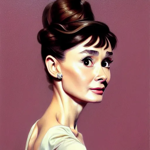 Image similar to audrey hepburn portrait, full of grace, very detailed and realistic oil painting, by artgerm and greg rutkowski and alphonse mucha