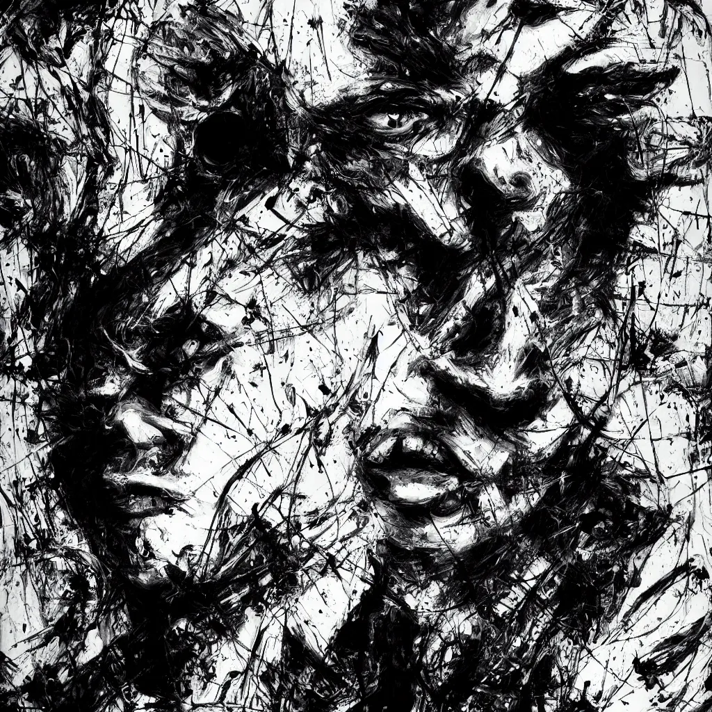 Image similar to abstract expressionism black and white artwork black lines 3 d sculpture painting highly detailed high quality by jackson pollock by russ mills 8 k