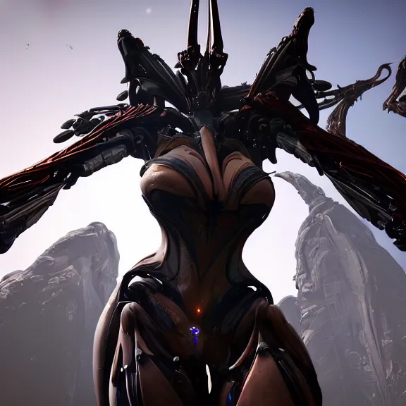 Image similar to highly detailed giantess shot, worms eye view, looking up at a giant 500 foot tall beautiful stunning saryn prime female warframe, as a stunning anthropomorphic robot female dragon, looming over you, walking toward you, detailed warframe legs towering over you, camera looking up, posing elegantly over you, sleek sharp claws, detailed robot dragon feet about to step on you, intimidating, proportionally accurate, two arms, two legs, camera close to the legs and feet, giantess shot, warframe fanart, ground view shot, cinematic low shot, high quality, captura, realistic, professional digital art, high end digital art, furry art, macro art, giantess art, anthro art, DeviantArt, artstation, Furaffinity, 3D realism, 8k HD octane render, epic lighting, depth of field