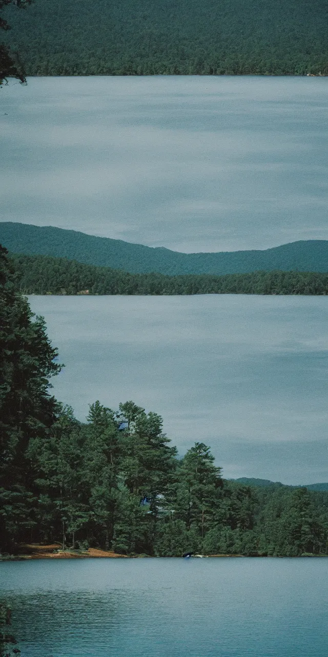 Image similar to photo of lake keowee, scenic, beautiful, cinematic, cinestill 8 0 0 t film