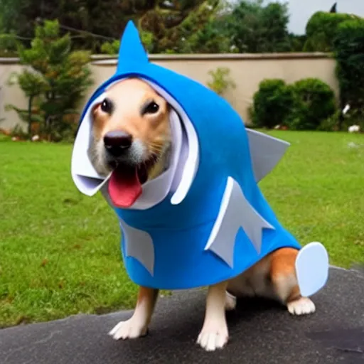 Image similar to Dog cosplaying badly as a shark