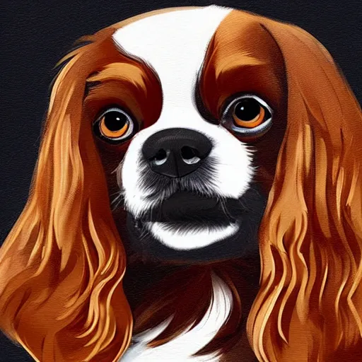 Prompt: a king charles spaniel is running an ice cream shop, digital painting, artstation