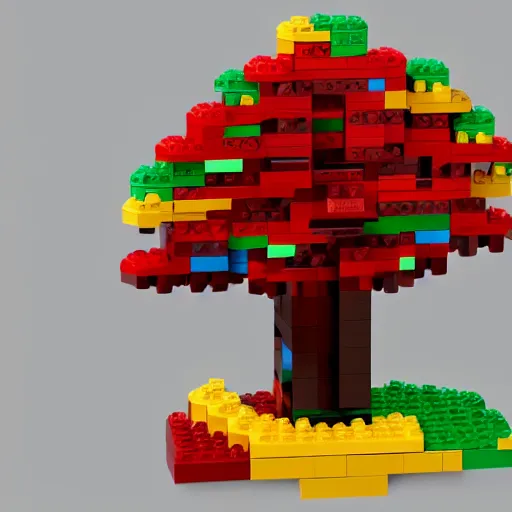 Prompt: tree made out of lego toy, 3 d render