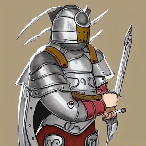 Image similar to a portrait of a knight wearing armor in style of studio ghibli