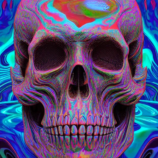 Image similar to portrait_of_a_melting_skull._intricate_abstract._psychedelic_liquod_embossed_intricate_artwork._by_Tooth_Wu_wlop_beeple_dan_mumford._octane_render_trending_on_artstat