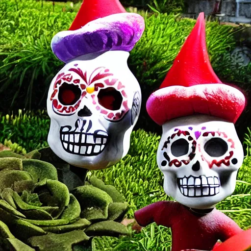 Prompt: day of the dead garden gnomes dramatic ligting flickr style award winning