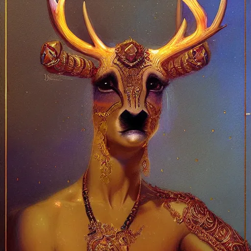 Image similar to cute female bellydancer deer, anthropomorphic, stuning 3 d render, masterpiece, glowing holy aura, by donato giancola and greg rutkowski and wayne barlow and zdzisław beksinski, realistic face