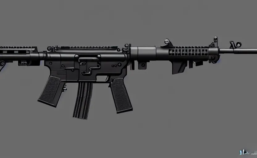 Image similar to minimalist m4 carbine inspired by Tesla, studio lighting, photorealistic, highly detailed, trending on artstation, weapon concept art, weaponry concept designs, full color