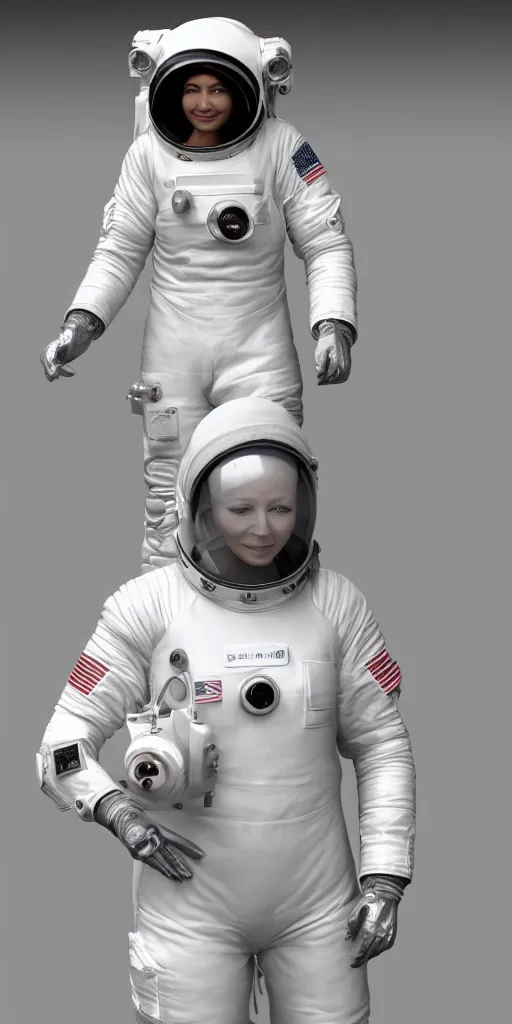 Prompt: realistic full body woman in a spacesuit photorealistic