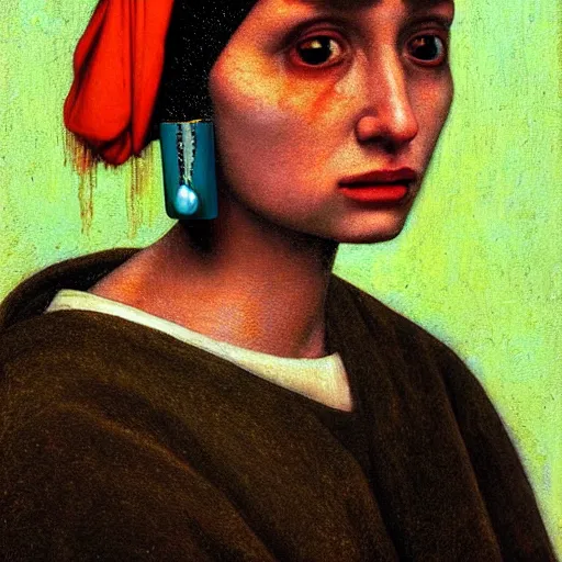 Image similar to cj from grovestreet with a Pearl Earring painted by Beksinski