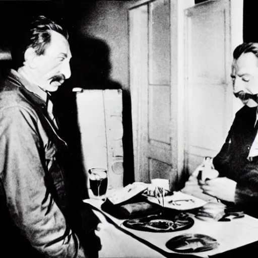 Image similar to jan ulrich meeting stalin and snorting a line of coke, photography, kodak