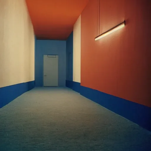 Prompt: noisy color photograph of a liminal space by Quentin Tarantino, minimalist, oddly familiar, cinematic, soft vintage glow