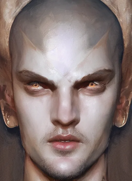 Prompt: digital _ painting _ of _ triangle head _ by _ filipe _ pagliuso _ and _ justin _ gerard _ symmetric _ fantasy _ highly _ detailed _ realistic _ intricate _ port