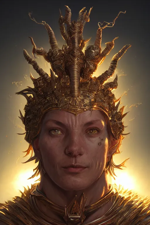 Image similar to humanoid god of the sun, highly detailed, d & d, fantasy, hyper detailed, digital painting, trending on artstation, apollo, concept art, sharp focus, illustration, art by artgerm and magali villeneuve and greg rutkowski and michael whelan, cryengine, 8 k realistic atmospheric lighting, frostbite 3 engine