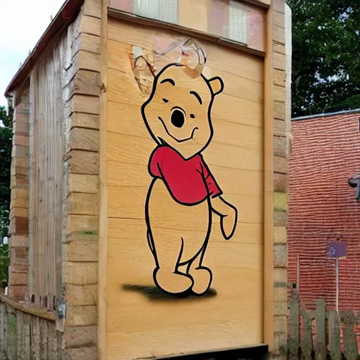 Image similar to winnie the pooh and Piglet visit a Norwich, Norfolk, buildings made from wood, photorealistic