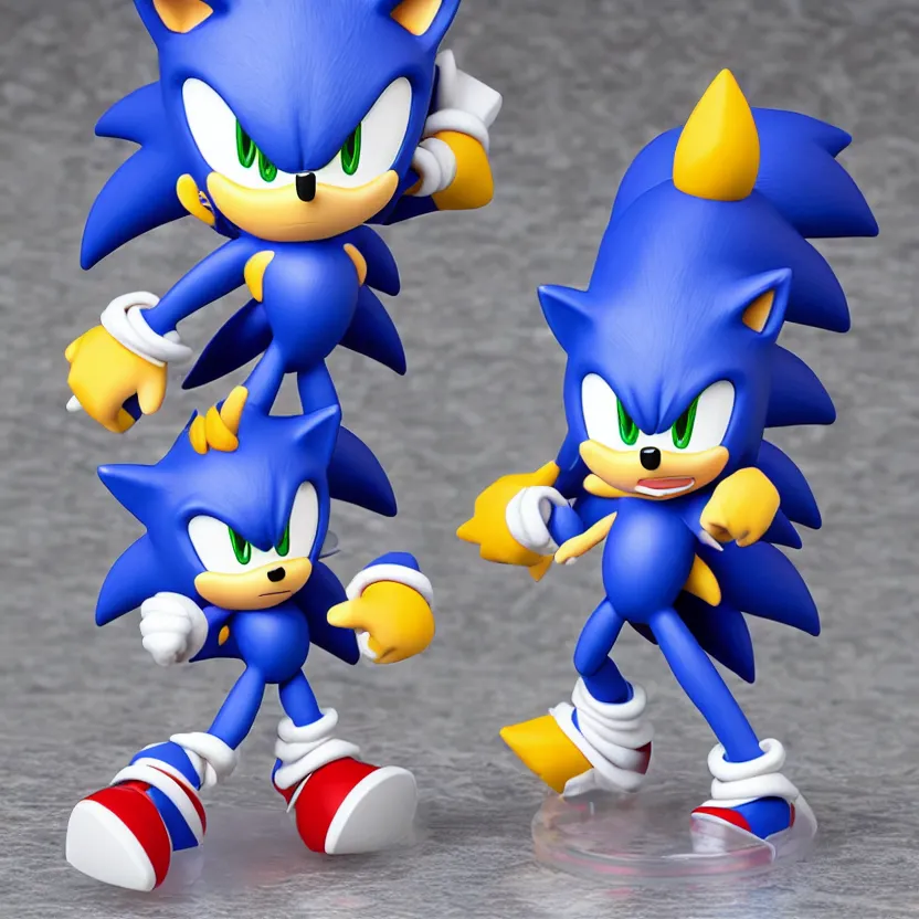 Prompt: nendroid figure of a singular sonic the hedgehog, high quality