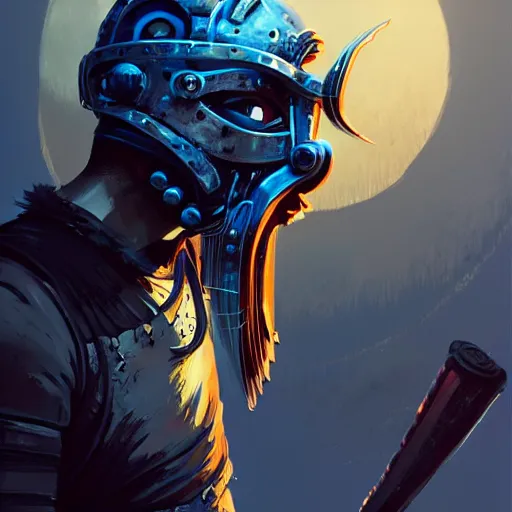 Image similar to cyberpunk viking helmet mask warrior goddess robot ninja fantasy, art gta 5 cover, official fanart behance hd artstation by jesper ejsing, by rhads, makoto shinkai and lois van baarle, ilya kuvshinov, ossdraws