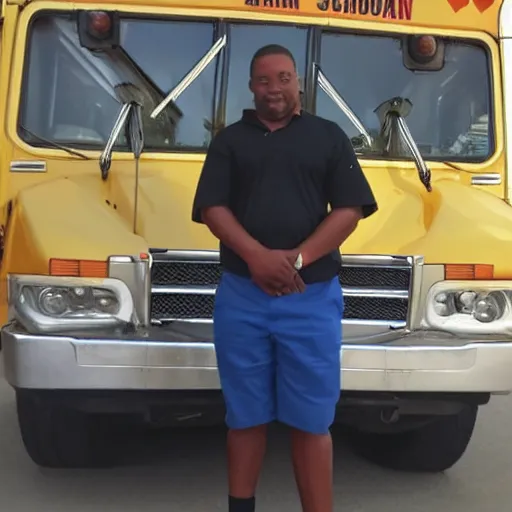 Image similar to african american male school bus driver with dreads, and chubby legs