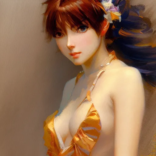 Image similar to detailed portrait of beautiful anime girl, painting by gaston bussiere, craig mullins, j. c. leyendecker