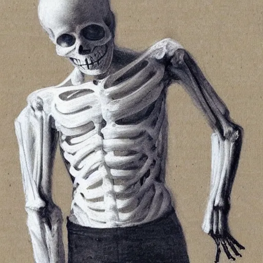 Prompt: ed sheeran portrayed as a skeletal structure body, 1 8 th century art