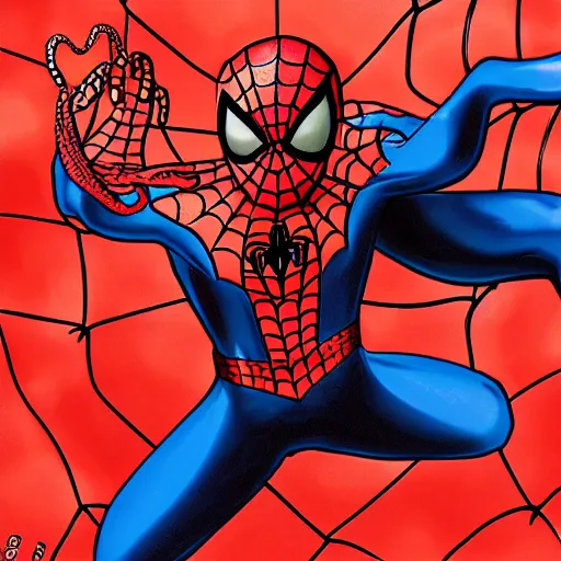 Image similar to octopus attacking and suffocating spiderman, photorealistic