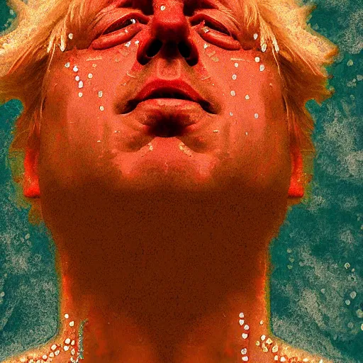 Image similar to Boris Johnson digital art crying on the naughty step with a pool of tears under him, 8k, perfect lighting, high contrast, wide-angle, Nikon mirrorless, sad, brexit, flickr