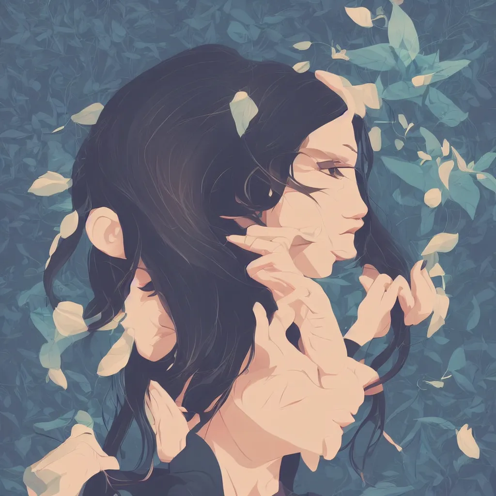 Image similar to a contemplative woman, clean cel shaded vector art. shutterstock. behance hd by lois van baarle, artgerm, helen huang, by makoto shinkai and ilya kuvshinov, rossdraws, illustration