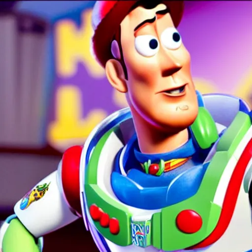 Image similar to nic cage in toy story, pixar,