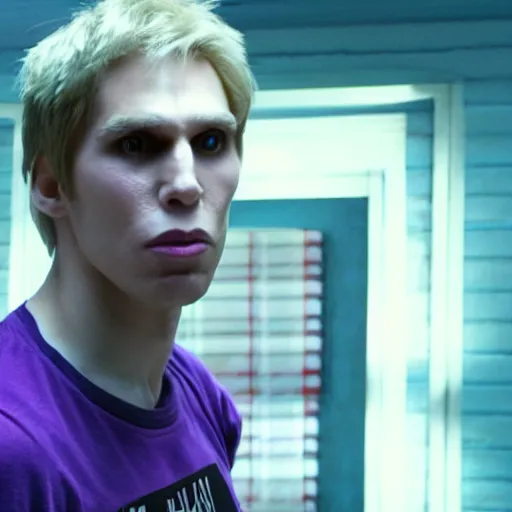 Image similar to Live Action Still of Jerma in Scott Pilgrim, real life, hyperrealistic, ultra realistic, realistic, highly detailed, epic, HD quality, 8k resolution, body and headshot, film still