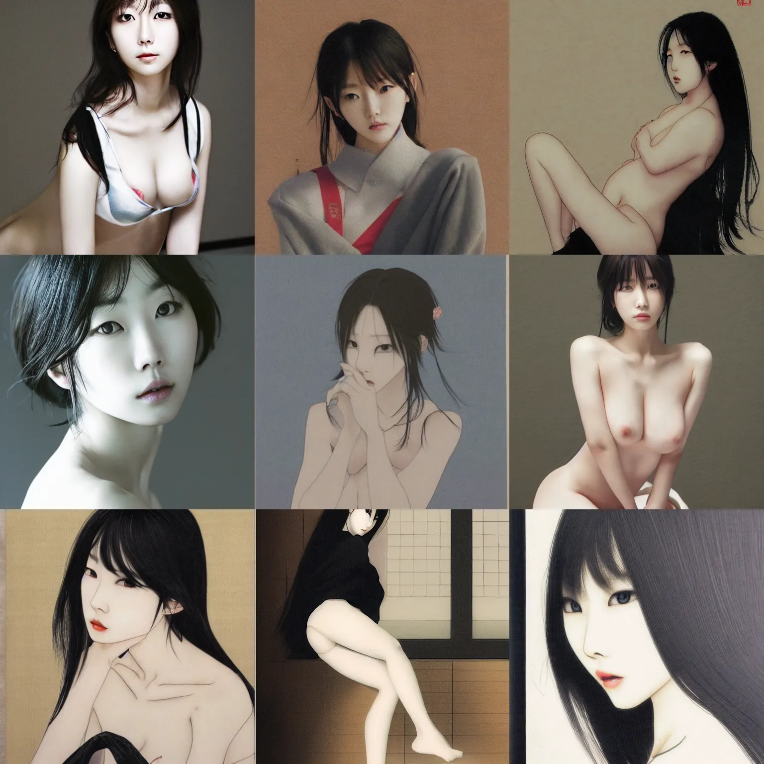 Prompt: lee jin - eun by amano yoshitaka, rule of thirds, seductive look, beautiful