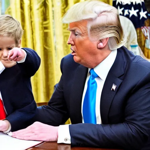 Image similar to photographic evidence of donald trump showing a child the nuclear codes, 1 0 8 0 p cnn footage