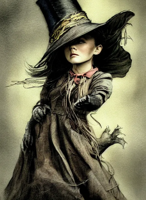 Image similar to portrait, The wizard of Oz, watercolor, dramatic lighting, cinematic, establishing shot, extremely high detail, foto realistic, cinematic lighting, pen and ink, intricate line drawings, by Yoshitaka Amano, Ruan Jia, Kentaro Miura, Artgerm, post processed, concept art, artstation, matte painting, style by eddie mendoza, raphael lacoste, alex ross