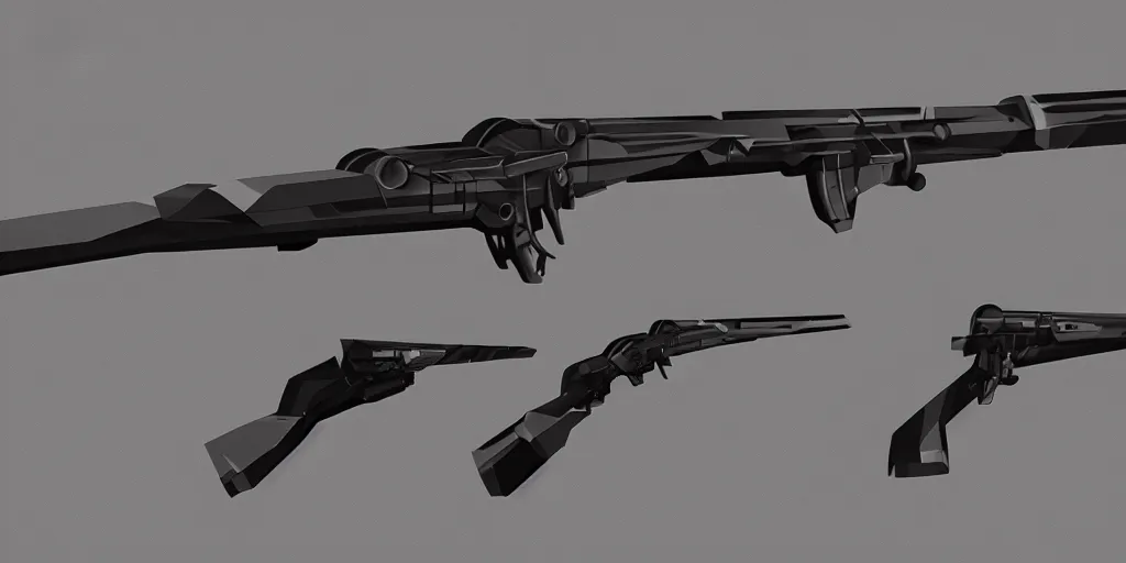 Image similar to a futuristic rifle designed by jsezz john seru and aaron de leon concept art, matte, sharp focus, illustration