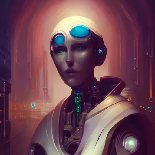Prompt: a portrait of a beautiful cybernetic nun, cyberpunk concept art by pete mohrbacher and wlop and artgerm and josan gonzales, digital art, highly detailed, intricate, sci-fi, sharp focus, Trending on Artstation HQ, deviantart, unreal engine 5, 4K UHD image