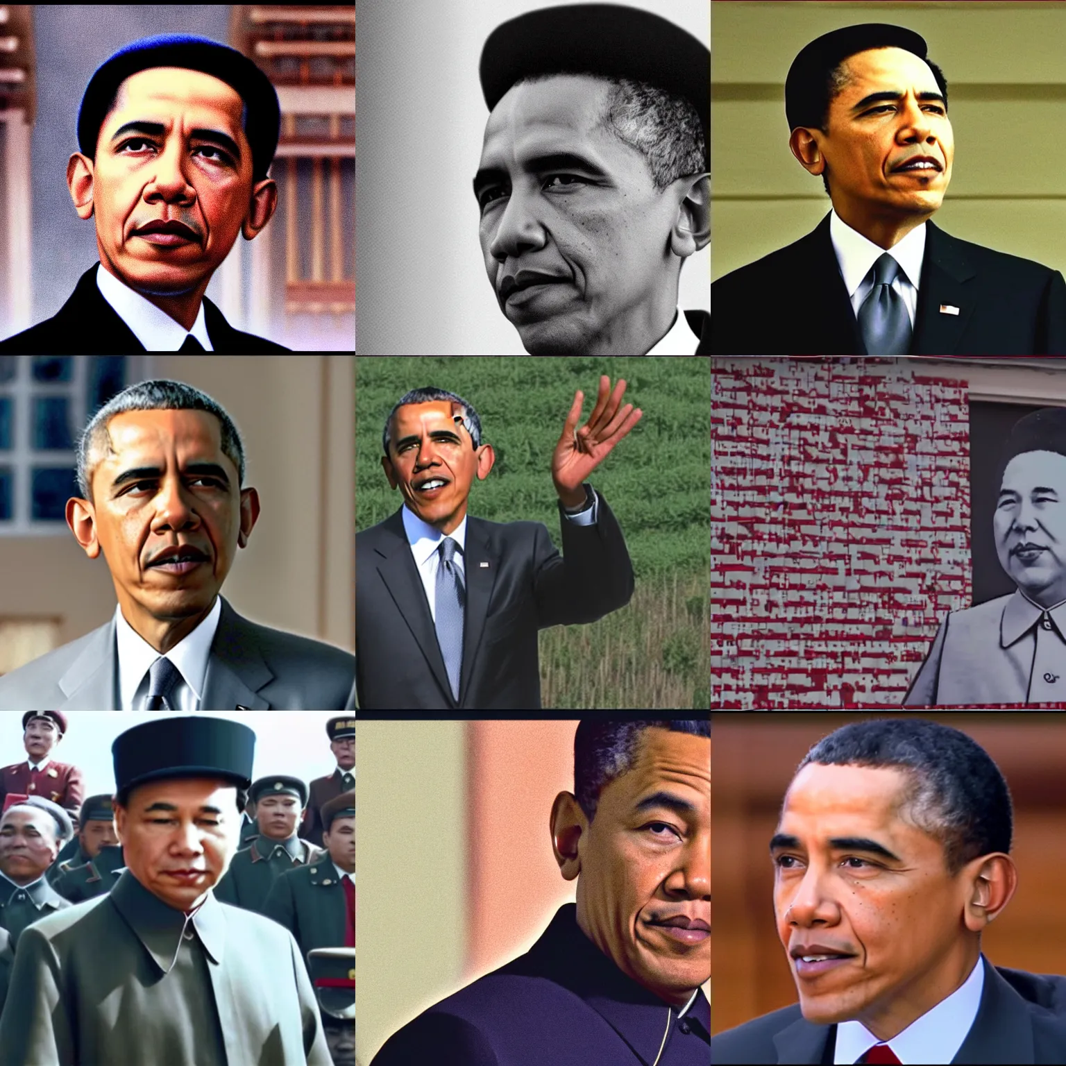 Prompt: Barack Obama dressed like Chairman Mao, DVD screencapture, 4k