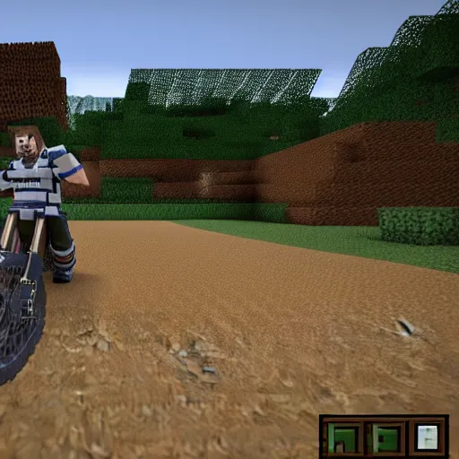 Prompt: 3d render of minecraft dirt bike unreal engine