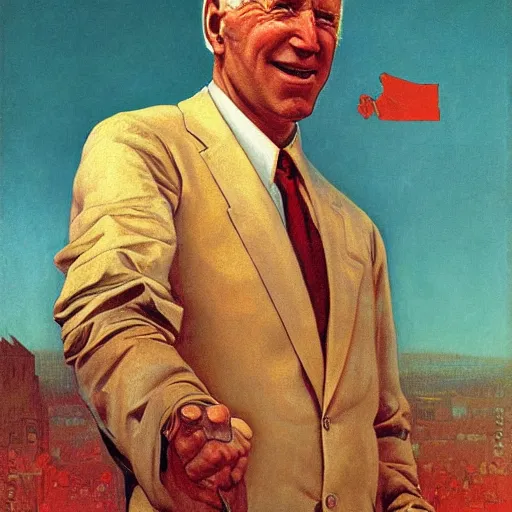 Image similar to soviet propaganda of communist peasant joe biden by j. c. leyendecker, bosch, and beksinski