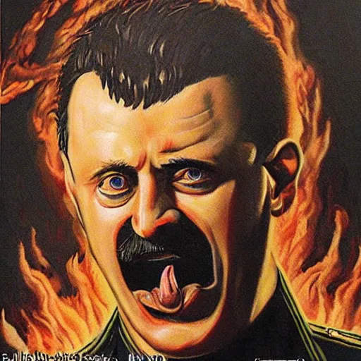 Image similar to igor ivanovich strelkov became an angry degraded satanic hellfire demonic abomination and calling for total mobilization, photo - realistic, color image, 2 k, highly detailed, bodyhorror, occult art